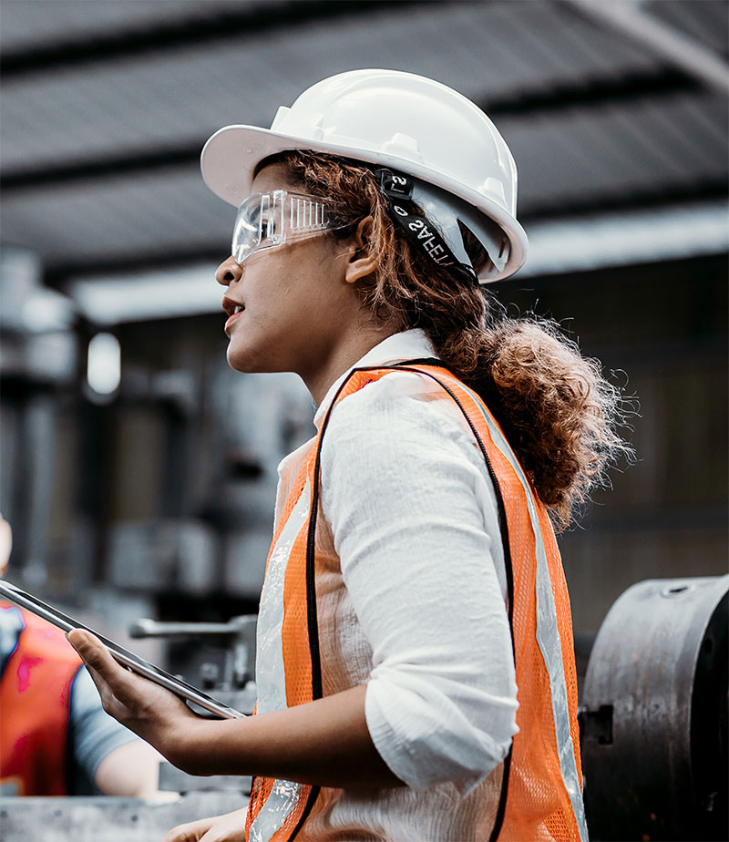 Worker in safety vest